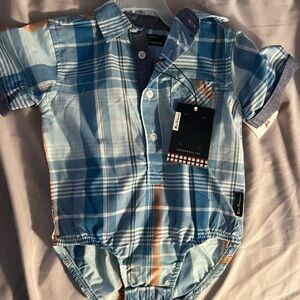Blue Plaid Baby Bodysuit